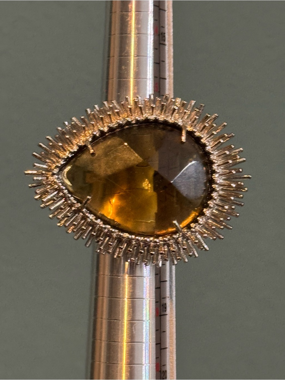 Kendra Scott Vaire statement ring - silver and smoky quartz, Size 7